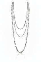 Atelier Layer Necklace — Silver fine chain necklace silver-tone close-up detail shot showing craftsmanship, ZARIÉ fine jewellery ÉLORA collection