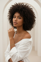 Aura Knot Bracelet — Gold delicate bracelet champagne gold-tone with knot detail lifestyle shot worn on model against neutral background, ZARIÉ fine jewellery SÉRÉNITÉ collection