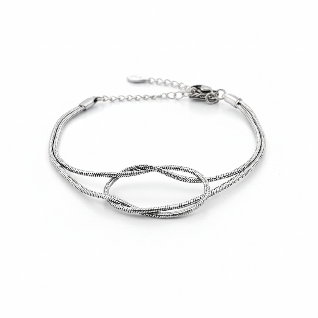 Silver bracelet on a white background