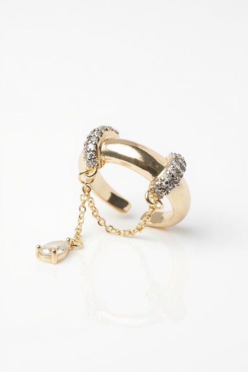 Aurelian Chain Ring fine chain necklace on clean white background, product flat lay, ZARIÉ fine jewellery LUMIÈRE collection