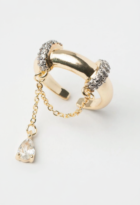 Aurelian Chain Ring fine chain necklace on clean white background, product flat lay, ZARIÉ fine jewellery LUMIÈRE collection