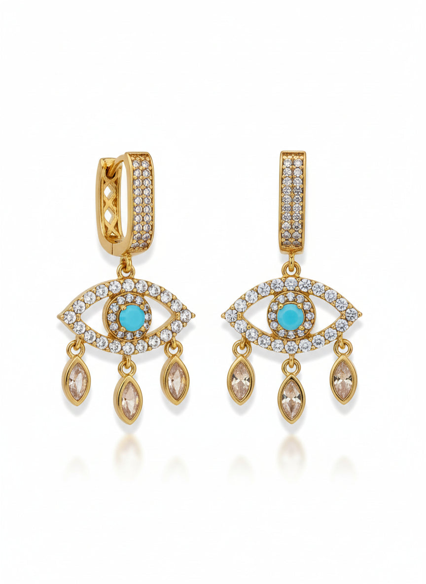 Aurora Eye Drop Earrings drop earrings on clean white background, product flat lay, ZARIÉ fine jewellery RAYONNE collection