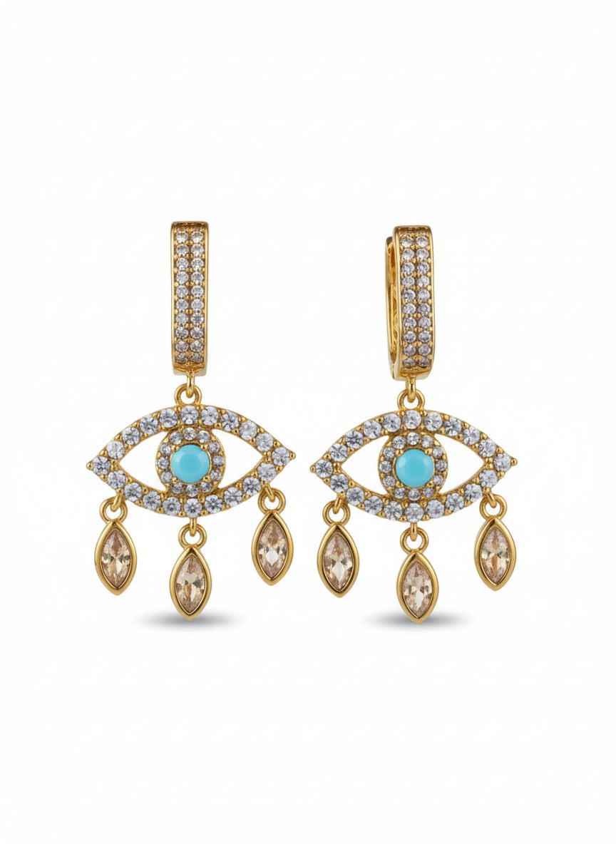 Aurora Eye Drop Earrings drop earrings on clean white background, product flat lay, ZARIÉ fine jewellery RAYONNE collection