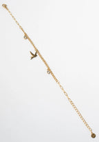 Bird Charm Bracelet – Gold delicate bracelet champagne gold-tone on clean white background, product flat lay, ZARIÉ fine jewellery SÉRÉNITÉ collection