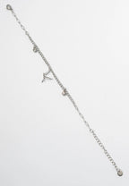 Bird Charm Bracelet- Silver delicate bracelet silver-tone on clean white background, product flat lay, ZARIÉ fine jewellery ÉLORA collection