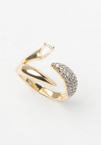 Coiled Radiance Ring open band ring on clean white background, product flat lay, ZARIÉ fine jewellery LUMIÈRE collection