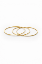 Contour Trio Bangles — Gold fine jewellery piece champagne gold-tone on clean white background, product flat lay, ZARIÉ fine jewellery SÉRÉNITÉ collection