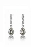 Crystal Drop Earrings – Petite drop earrings on clean white background, product flat lay, ZARIÉ fine jewellery ÉLORA collection