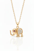 Elephant Crest Necklace — Gold fine chain necklace champagne gold-tone on clean white background, product flat lay, ZARIÉ fine jewellery LUMIÈRE collection