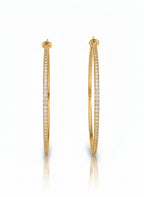 Full Pavé Hoop Earrings — Gold hoop earrings champagne gold-tone with pavé stone setting on clean white background, product flat lay, ZARIÉ fine jewellery LUMIÈRE collection