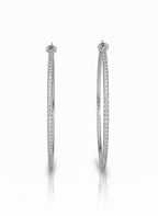 Full Pavé Hoop Earrings — Silver hoop earrings silver-tone with pavé stone setting on clean white background, product flat lay, ZARIÉ fine jewellery ÉLORA collection