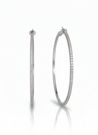 Full Pavé Hoop Earrings — Silver hoop earrings silver-tone with pavé stone setting on clean white background, product flat lay, ZARIÉ fine jewellery ÉLORA collection