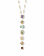 Necklace with multicolored gemstones on a white background
