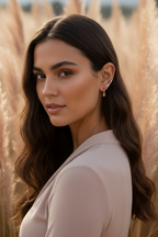 Graduated Colour Drop Earrings drop earrings lifestyle shot worn on model against neutral background, ZARIÉ fine jewellery RAYONNE collection