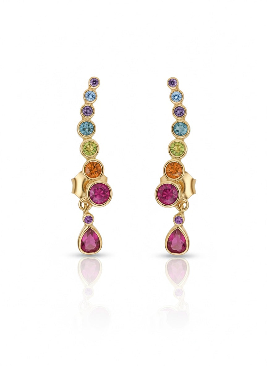 Graduated Colour Drop Earrings drop earrings on clean white background, product flat lay, ZARIÉ fine jewellery RAYONNE collection