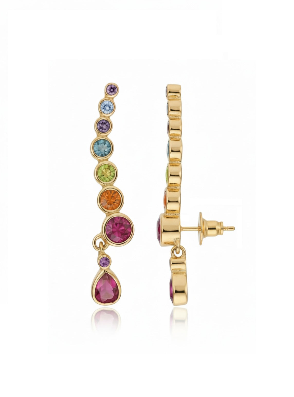 Graduated Colour Drop Earrings drop earrings on clean white background, product flat lay, ZARIÉ fine jewellery RAYONNE collection