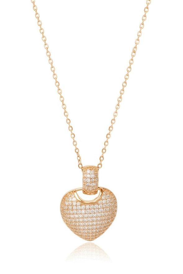 Heart Crest Necklace — Silver fine chain necklace silver-tone on clean white background, product flat lay, ZARIÉ fine jewellery AMOURÉ collection