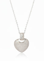 Heart Crest Necklace — Silver fine chain necklace silver-tone on clean white background, product flat lay, ZARIÉ fine jewellery AMOURÉ collection