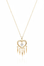 Heart Fringe Necklace — Gold fine chain necklace champagne gold-tone on clean white background, product flat lay, ZARIÉ fine jewellery AMOURÉ collection