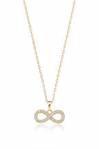 Infinity Line Necklace — Gold fine chain necklace champagne gold-tone on clean white background, product flat lay, ZARIÉ fine jewellery AMOURÉ collection