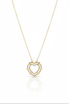 Inner Heart Necklace — Gold fine chain necklace champagne gold-tone on clean white background, product flat lay, ZARIÉ fine jewellery AMOURÉ collection