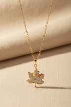 Leaf Crest Necklace fine chain necklace on clean white background, product flat lay, ZARIÉ fine jewellery LUMIÈRE collection