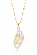 Leaf Silhouette Necklace — Gold fine chain necklace champagne gold-tone on clean white background, product flat lay, ZARIÉ fine jewellery LUMIÈRE collection