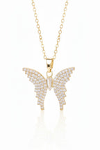 Little Butterfly Necklace — Gold fine chain necklace champagne gold-tone on clean white background, product flat lay, ZARIÉ fine jewellery LUMIÈRE collection