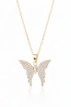 Little Butterfly Necklace — Gold fine chain necklace champagne gold-tone on clean white background, product flat lay, ZARIÉ fine jewellery LUMIÈRE collection