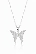 Little Butterfly Necklace — Silver fine chain necklace silver-tone on clean white background, product flat lay, ZARIÉ fine jewellery ÉLORA collection