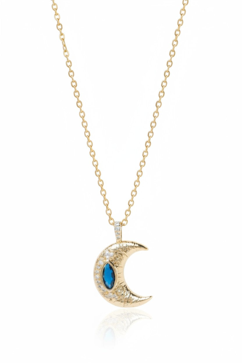Lunar Crest Necklace — Gold fine chain necklace champagne gold-tone on clean white background, product flat lay, ZARIÉ fine jewellery LUMIÈRE collection
