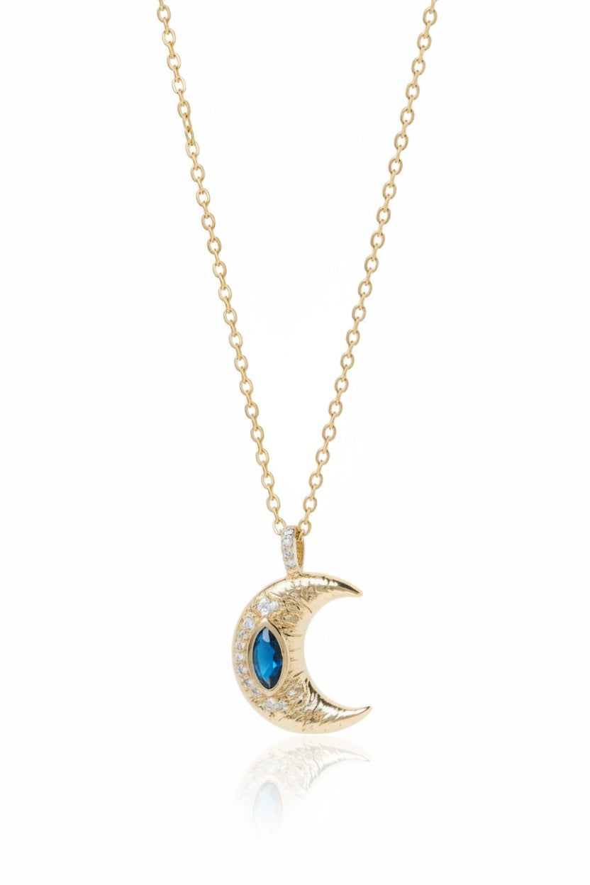 Lunar Crest Necklace — Gold fine chain necklace champagne gold-tone on clean white background, product flat lay, ZARIÉ fine jewellery LUMIÈRE collection