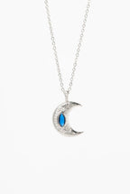 Lunar Crest Necklace — Silver fine chain necklace silver-tone on clean white background, product flat lay, ZARIÉ fine jewellery ÉLORA collection