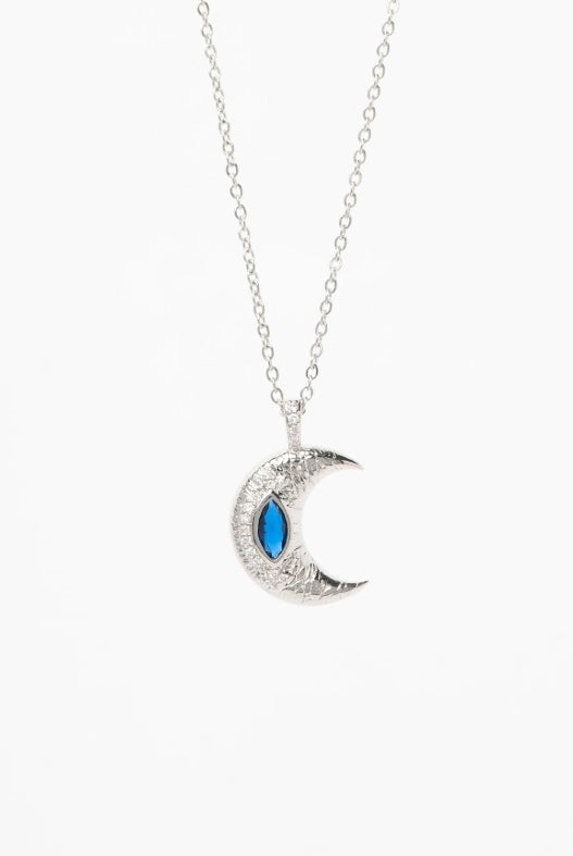 Lunar Crest Necklace — Silver fine chain necklace silver-tone on clean white background, product flat lay, ZARIÉ fine jewellery ÉLORA collection