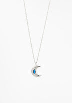Lunar Crest Necklace — Silver fine chain necklace silver-tone on clean white background, product flat lay, ZARIÉ fine jewellery ÉLORA collection