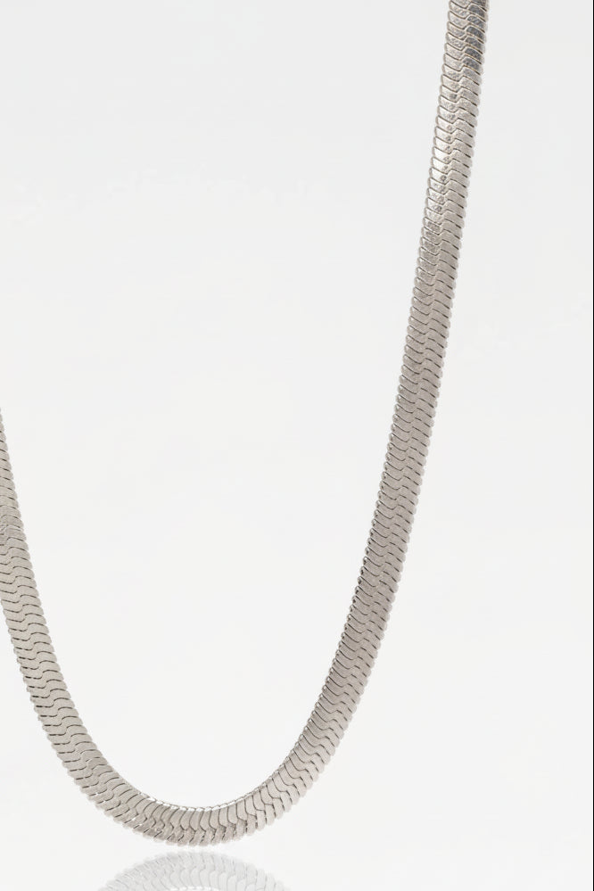 Lustre Bold Necklace — Silver fine chain necklace silver-tone on clean white background, product flat lay, ZARIÉ fine jewellery ÉLORA collection