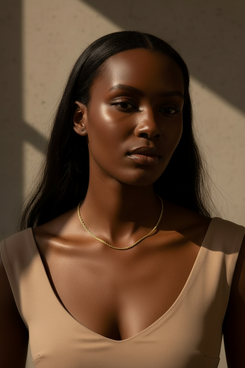 Lustre Twist Chain — Gold fine chain necklace champagne gold-tone on clean white background, product flat lay, ZARIÉ fine jewellery SÉRÉNITÉ collection