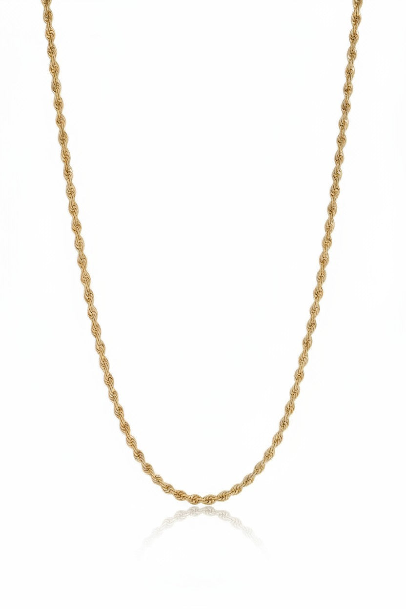 Lustre Twist Chain — Gold fine chain necklace champagne gold-tone on clean white background, product flat lay, ZARIÉ fine jewellery SÉRÉNITÉ collection