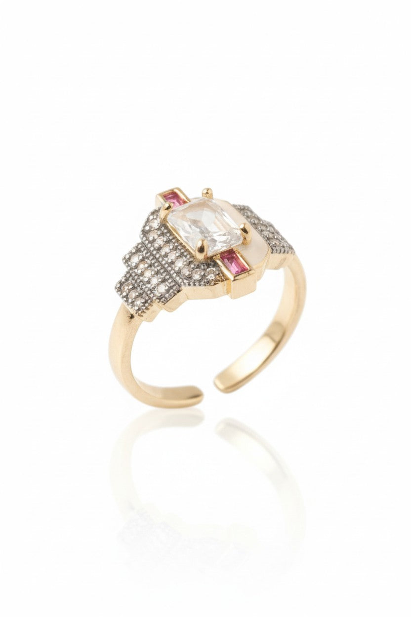 Lysenne Ring open band ring on clean white background, product flat lay, ZARIÉ fine jewellery RAYONNE collection