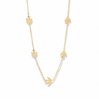 Gold necklace with bird pendants on a white background