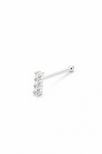 Mini Stone Bar Nose Stud — Silver stud earrings silver-tone on clean white background, product flat lay, ZARIÉ fine jewellery ÉLORA collection