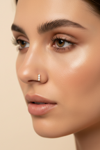 Mini Stone Bar Nose Stud — Silver stud earrings silver-tone close-up detail shot showing craftsmanship, ZARIÉ fine jewellery ÉLORA collection