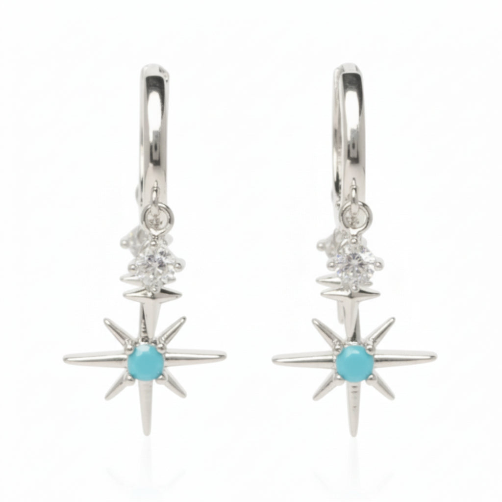North Star Charm Hoop Earrings hoop earrings on clean white background, product flat lay, ZARIÉ fine jewellery ÉLORA collection