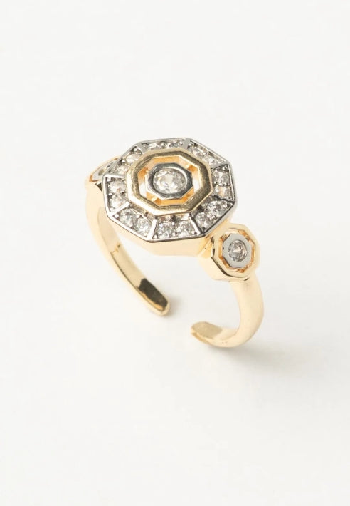 Octave Halo Ring open band ring on clean white background, product flat lay, ZARIÉ fine jewellery LUMIÈRE collection