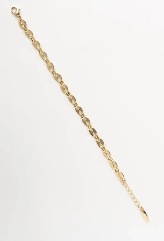 Oval Link Chain Bracelet fine chain necklace on clean white background, product flat lay, ZARIÉ fine jewellery HARMONIE collection