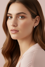 Pavé Accent Mini Earrings open band ring with pavé stone setting lifestyle shot worn on model against neutral background, ZARIÉ fine jewellery ÉLORA collection