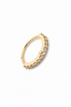 Pavé Arc Nose Ring — Gold open band ring champagne gold-tone with pavé stone setting on clean white background, product flat lay, ZARIÉ fine jewellery LUMIÈRE collection