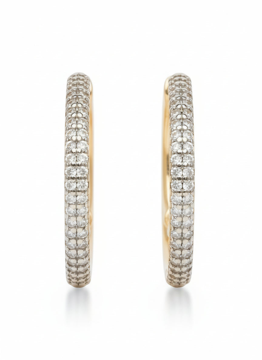 Pavé Contrast Hoop Earrings hoop earrings with pavé stone setting on clean white background, product flat lay, ZARIÉ fine jewellery LUMIÈRE collection