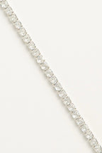 Pavé Line Bracelet – Silver delicate bracelet silver-tone with pavé stone setting on clean white background, product flat lay, ZARIÉ fine jewellery ÉLORA collection