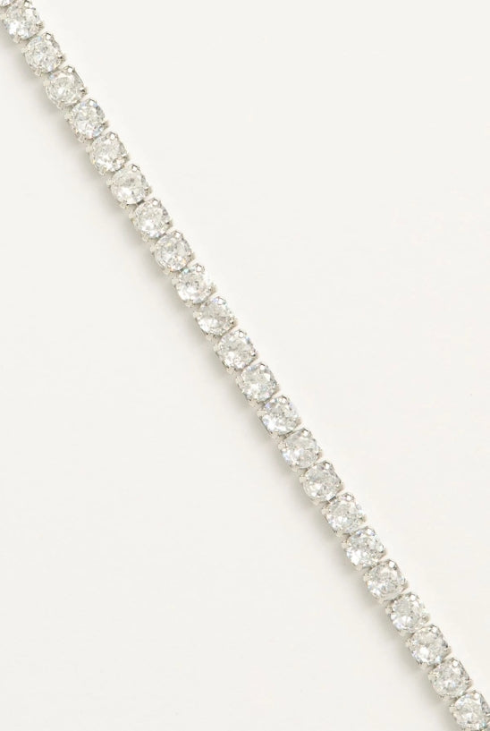 Pavé Line Bracelet – Silver delicate bracelet silver-tone with pavé stone setting on clean white background, product flat lay, ZARIÉ fine jewellery ÉLORA collection